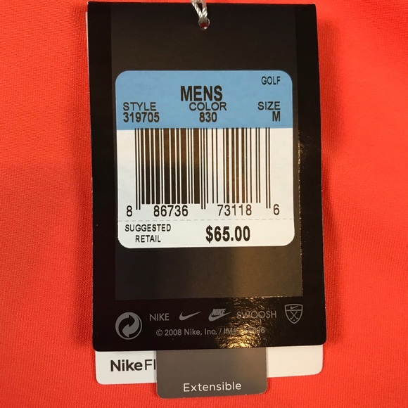 Nike Golf Mens Vintage 2000s Nike FIT-Dry Performance Orange Polo Shirt Sz M NEW - Picture 8 of 11